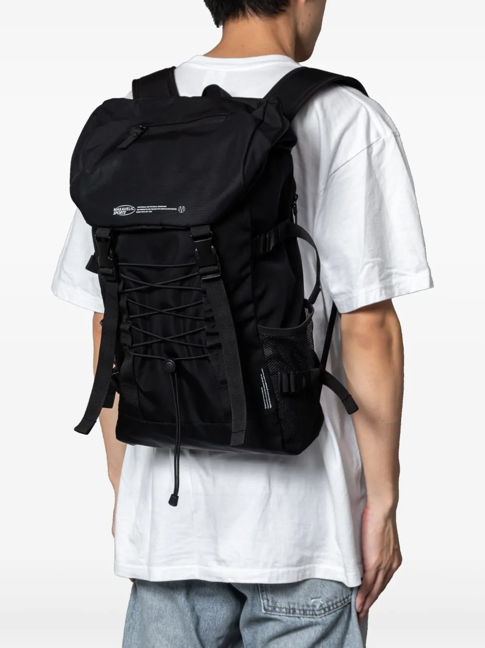 Makavelic logo print back pack - Zwart