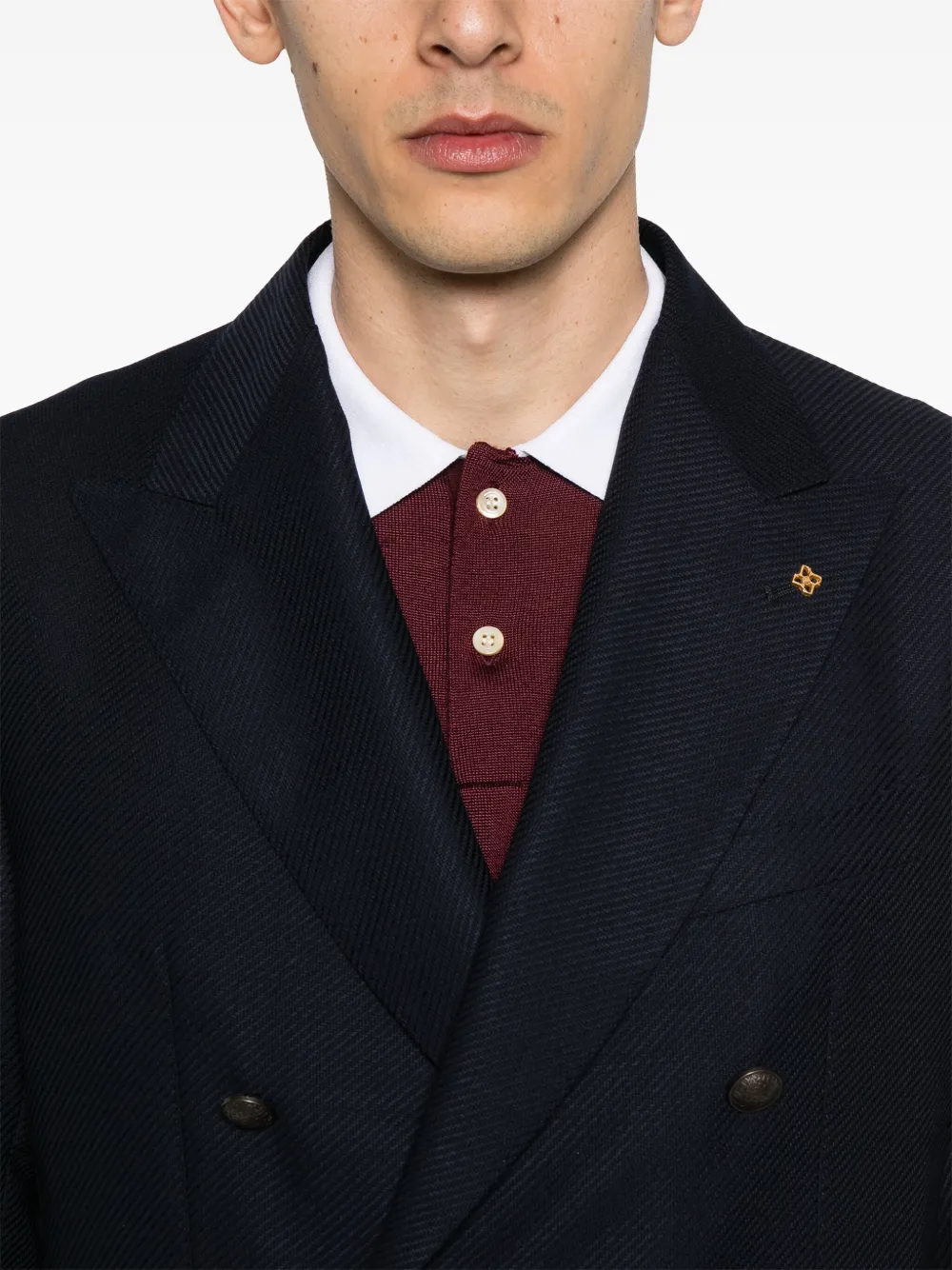 Shop Tagliatore Double-breasted Blazer In 蓝色