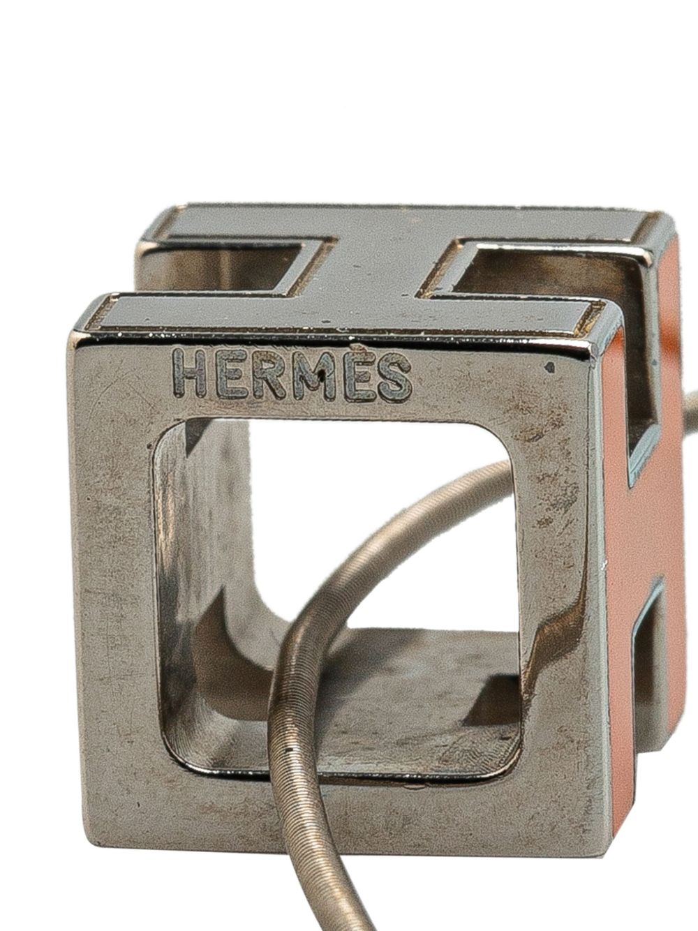 Hermès Pre-Owned 20th Century Palladium Plated Cage dH Cube Necklace costume necklace - Orange