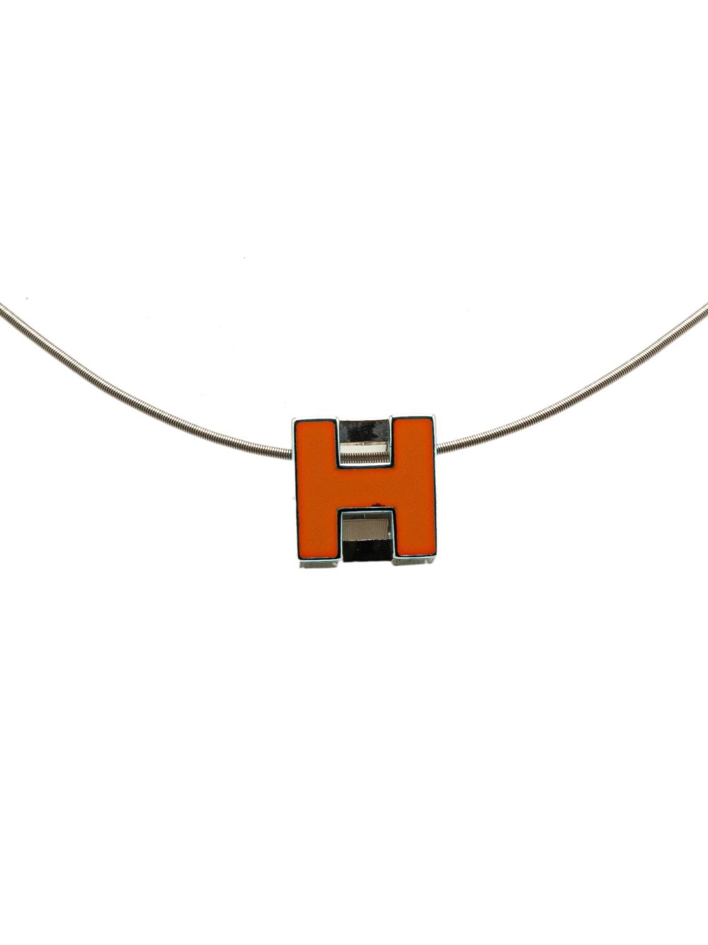 Hermès Pre-Owned 20th Century Palladium Plated Cage dH Cube Necklace costume necklace - Orange