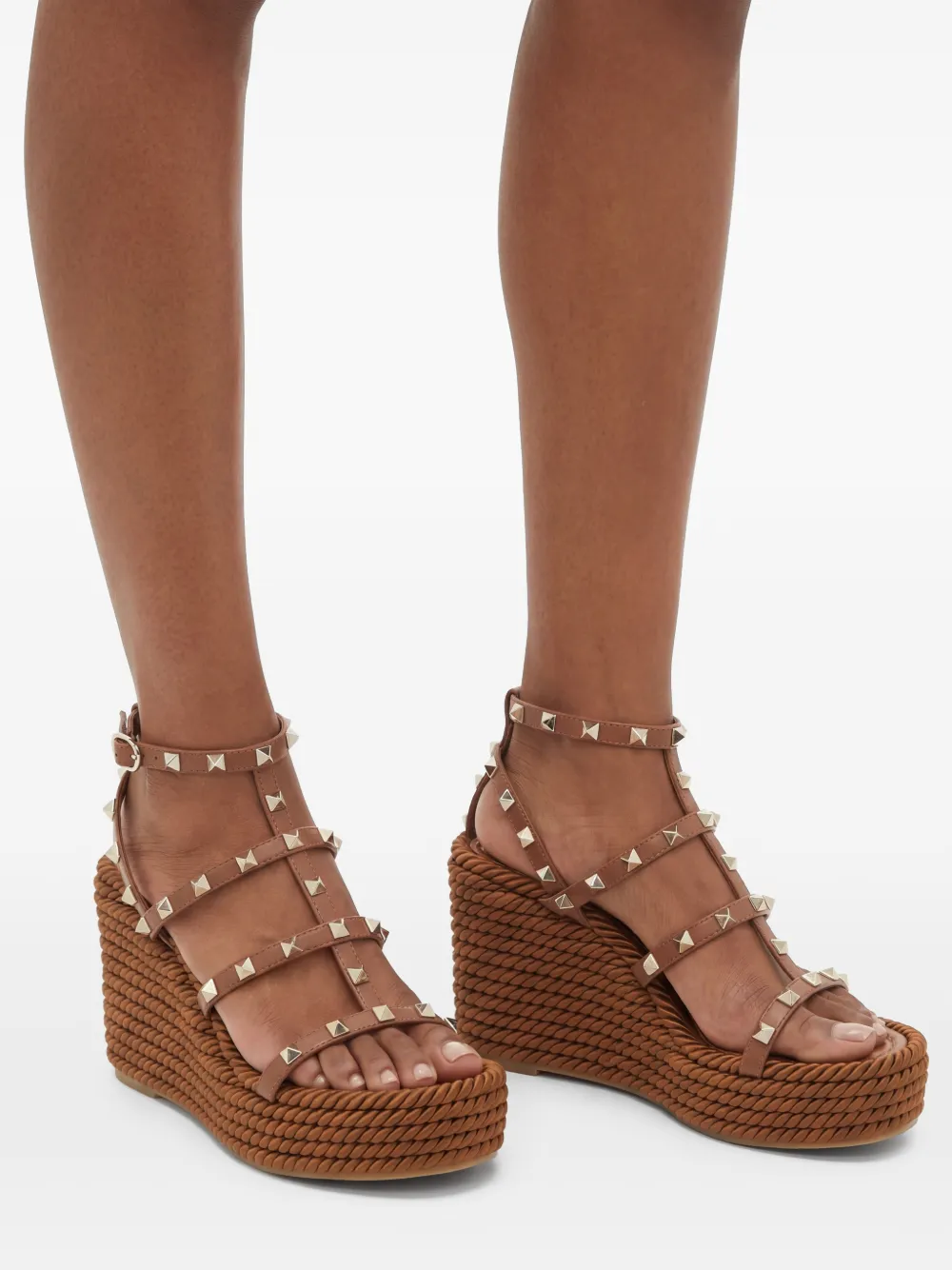 Valentino Garavani 100 mm Rockstud sandalen Bruin