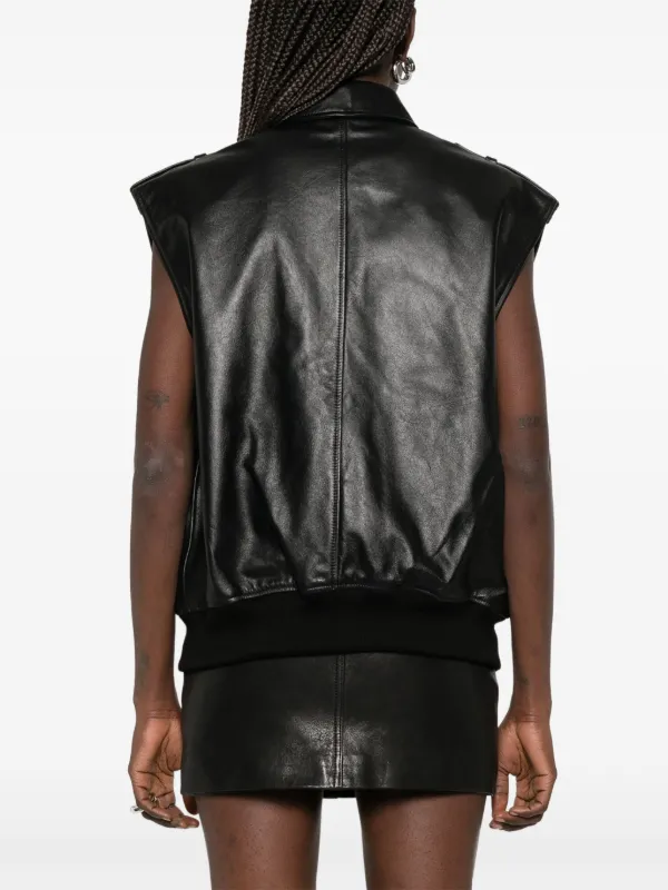 ジャケット ANINE BING Sonnie black leather gilet ANINE BING Sonnie Vest | Black | FARFETCH