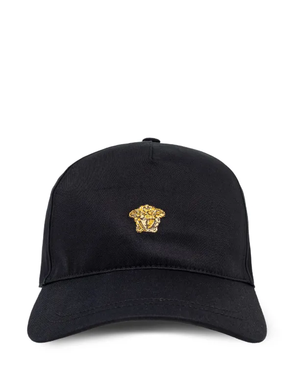 Versace★素敵！Logo Embroidery Black Baseball Cap Versace embroidered-logo Cotton Cap | Black | FARFETCH