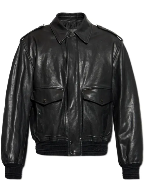 Veste bomber en cuir - Burberry - Modalova