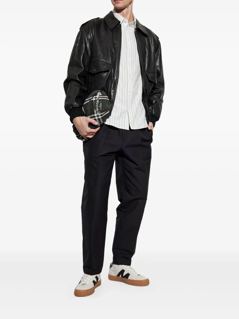 Burberry leather bomber jacket - Zwart