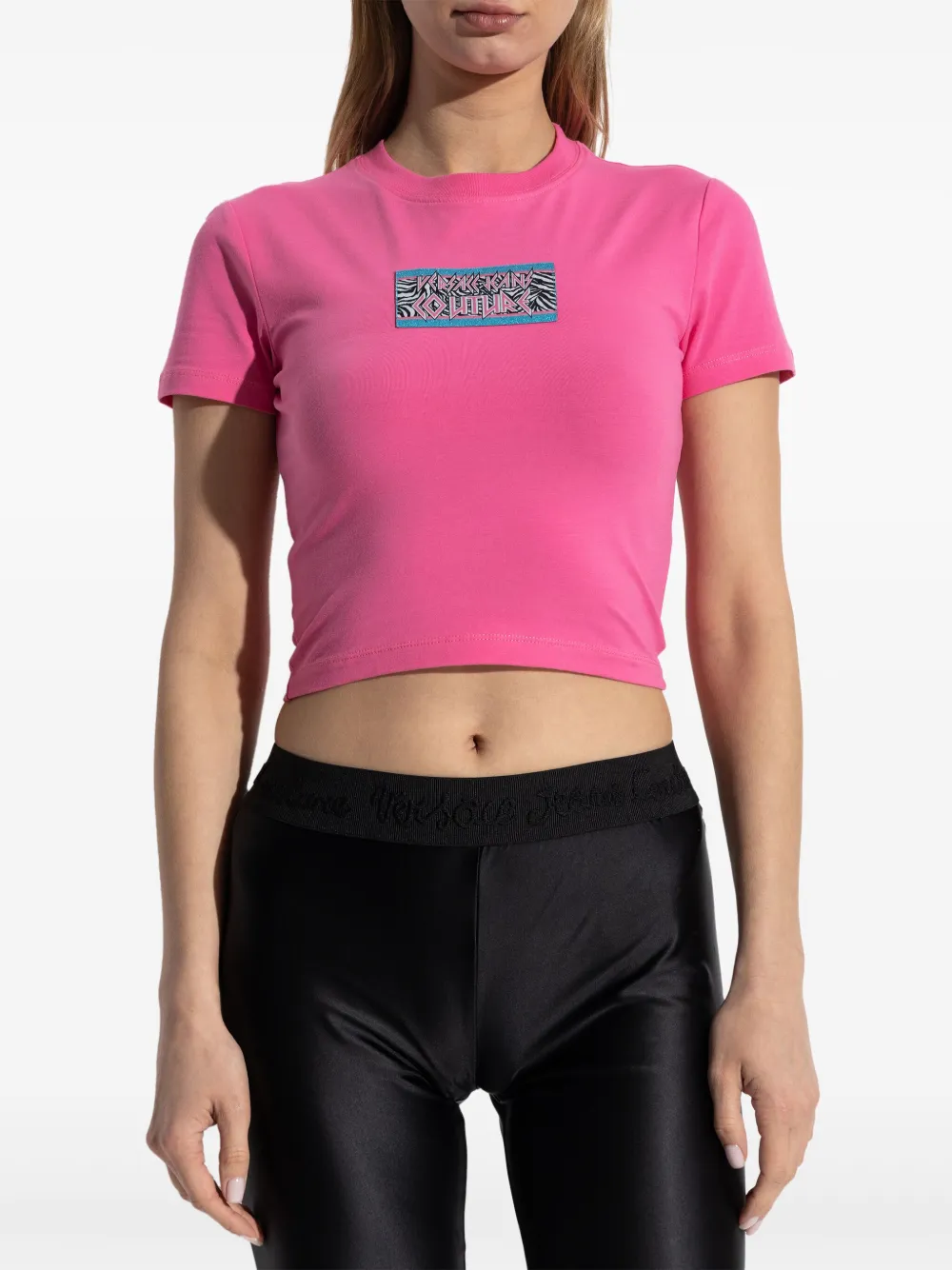 Versace Jeans Couture T-shirt met logopatch Roze