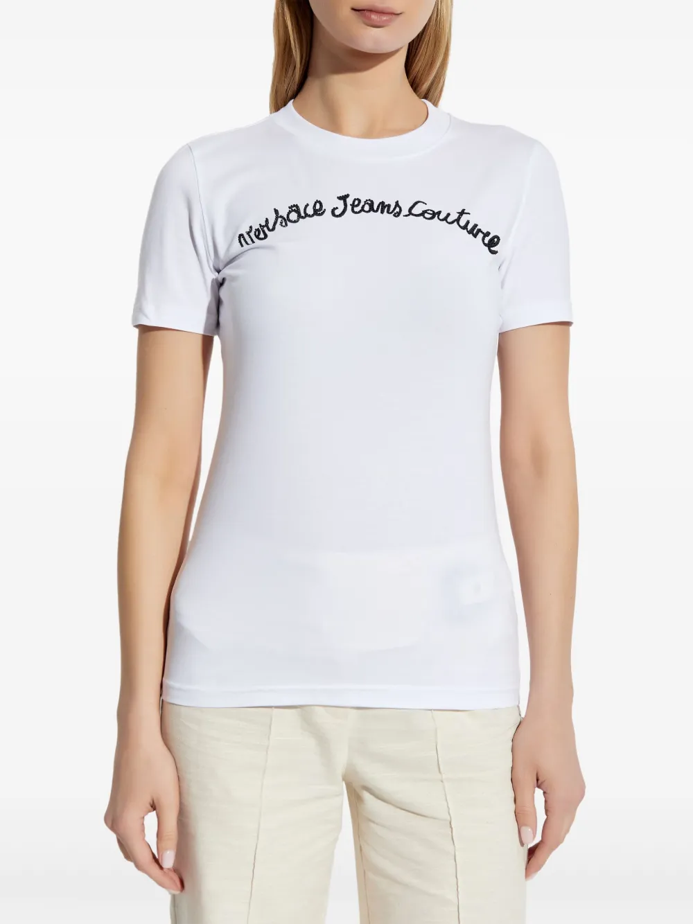Versace Jeans Couture T-shirt verfraaid met logo Wit