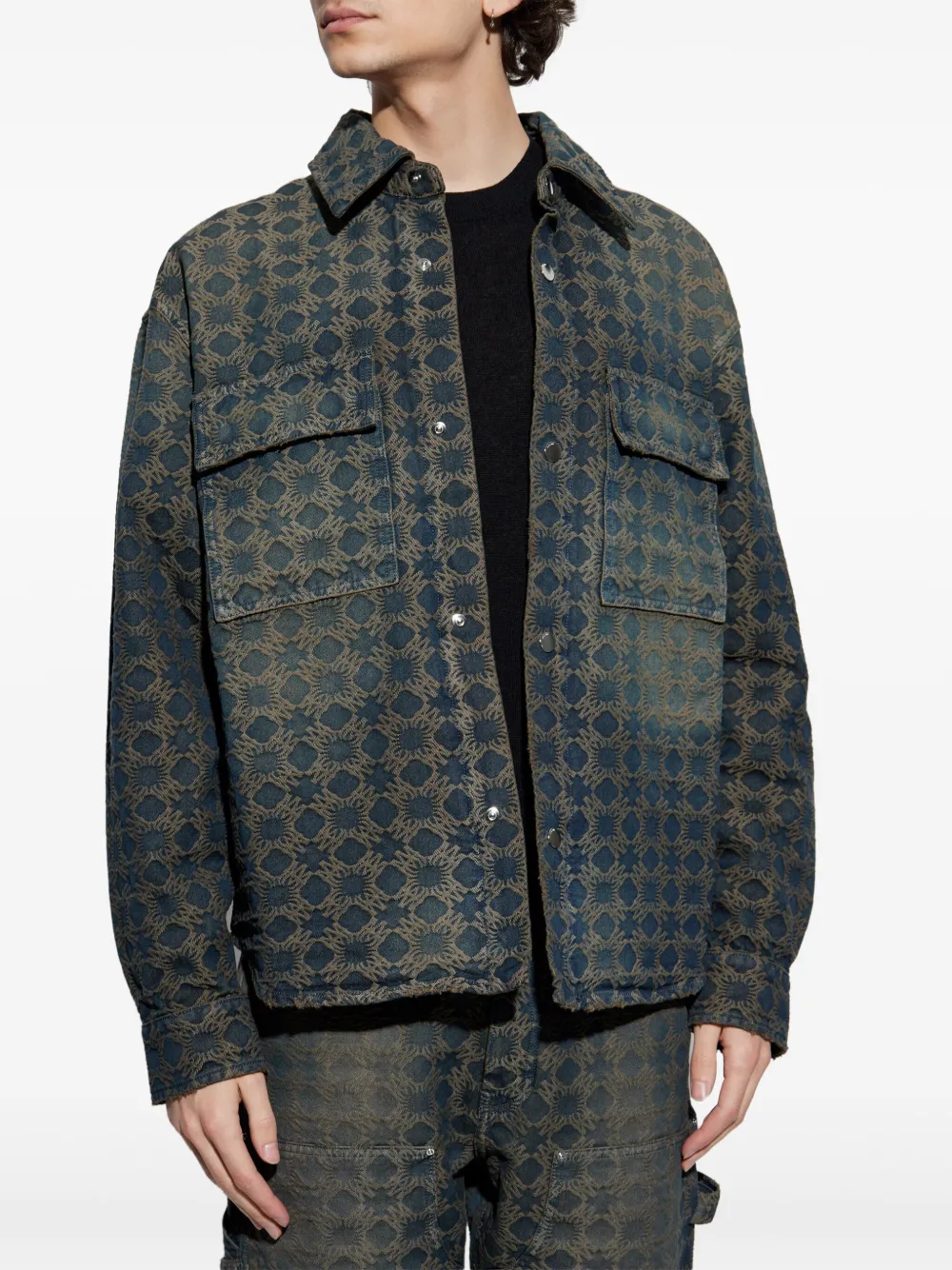 AMIRI MA Quad denim jack met jacquard Blauw