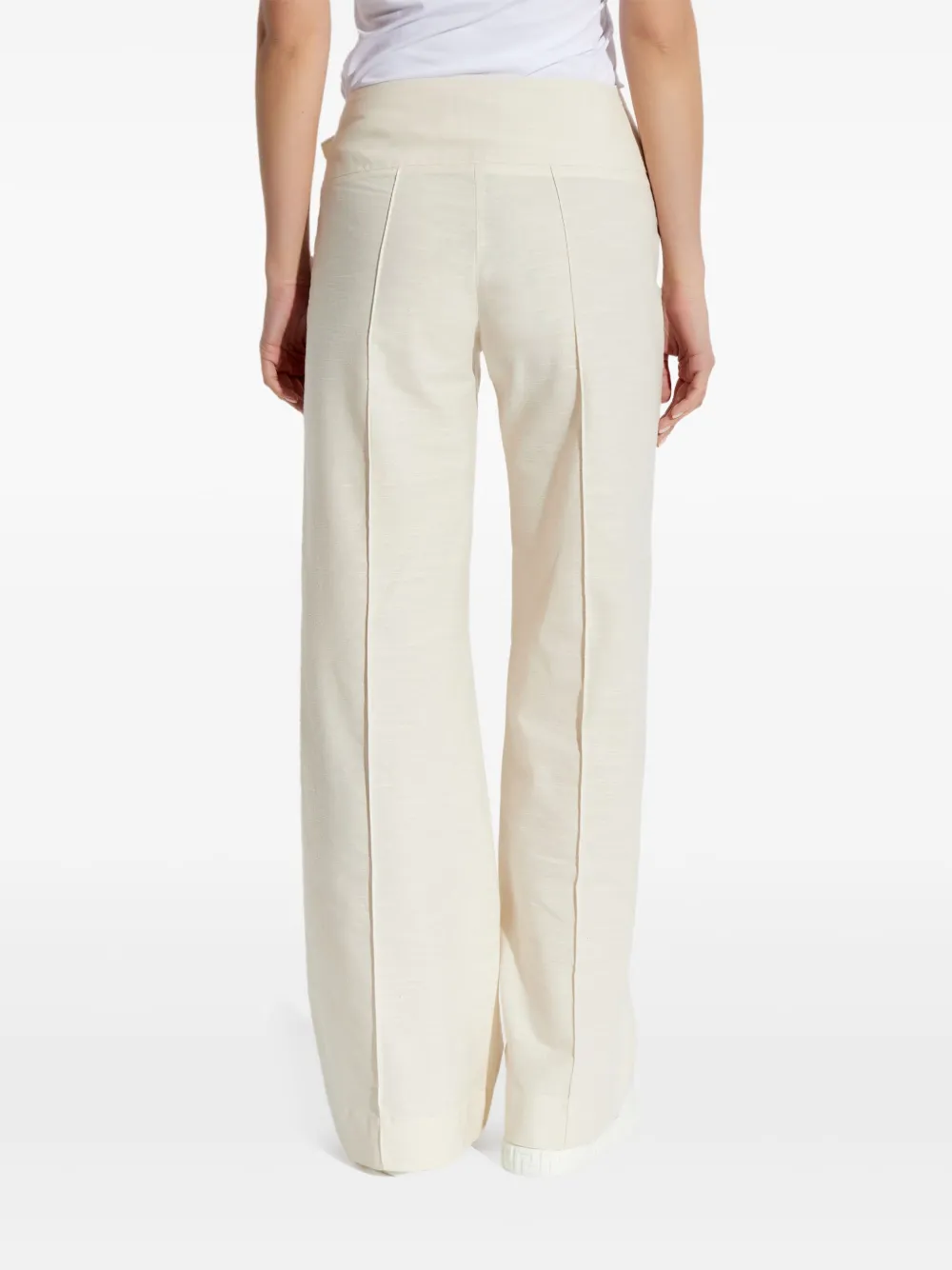 Shop Versace Jeans Couture Baroque Buckle Trousers In White