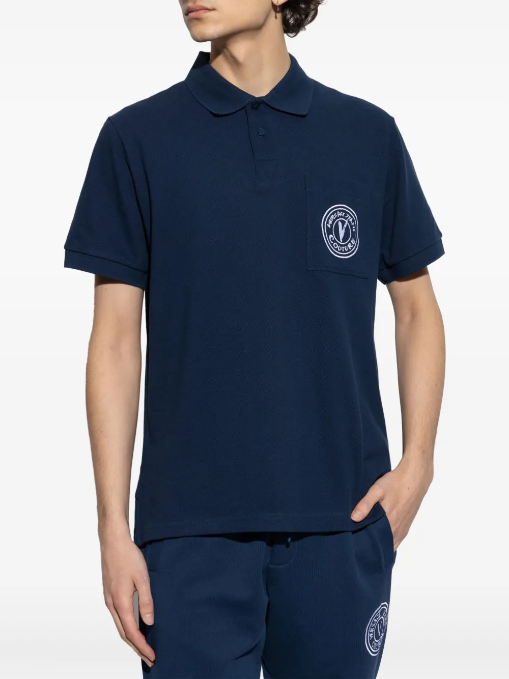 Versace Jeans Couture Poloshirt met geborduurd logo Blauw