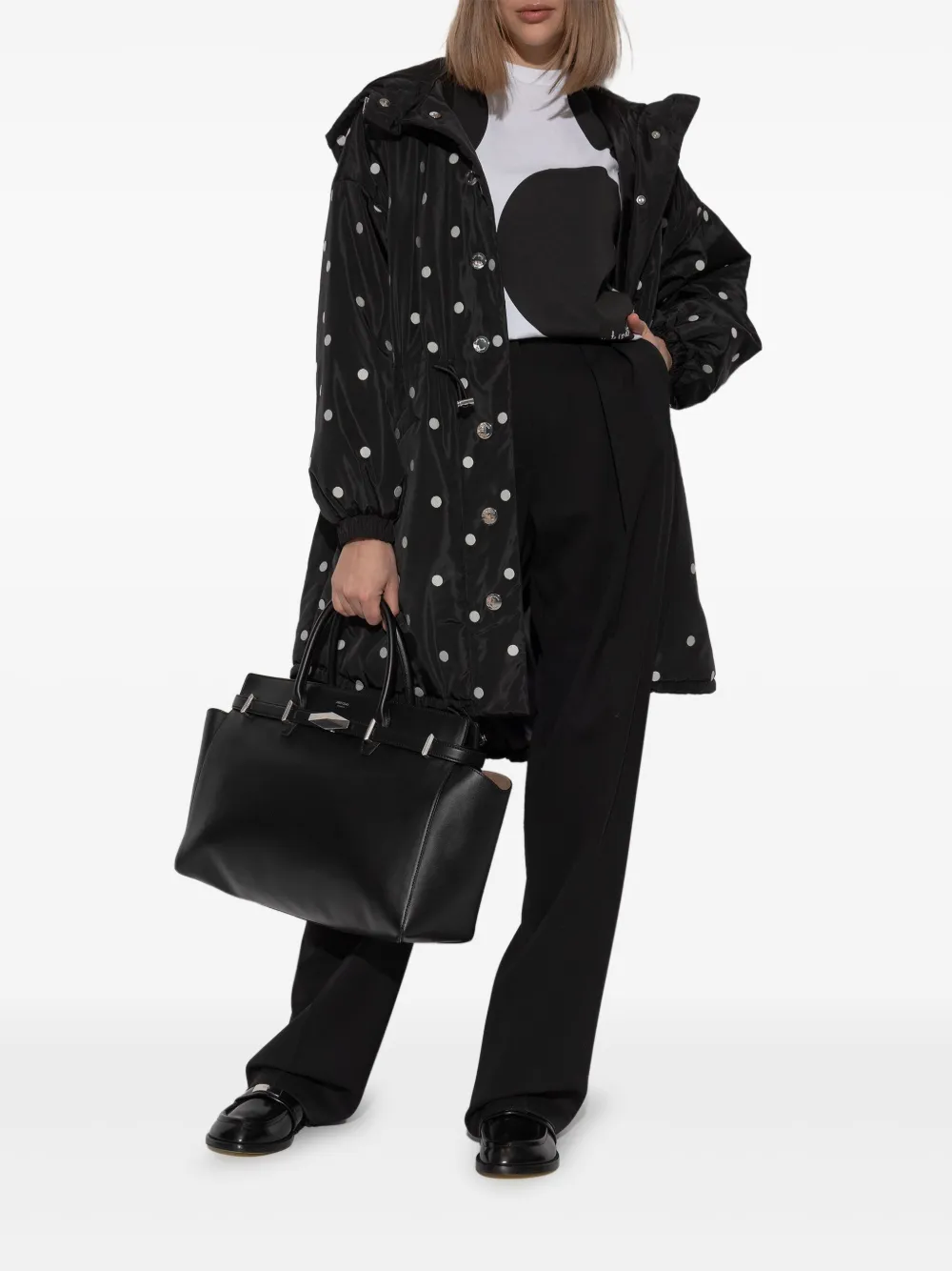 Kate Spade polka dot-print parka coat - Zwart