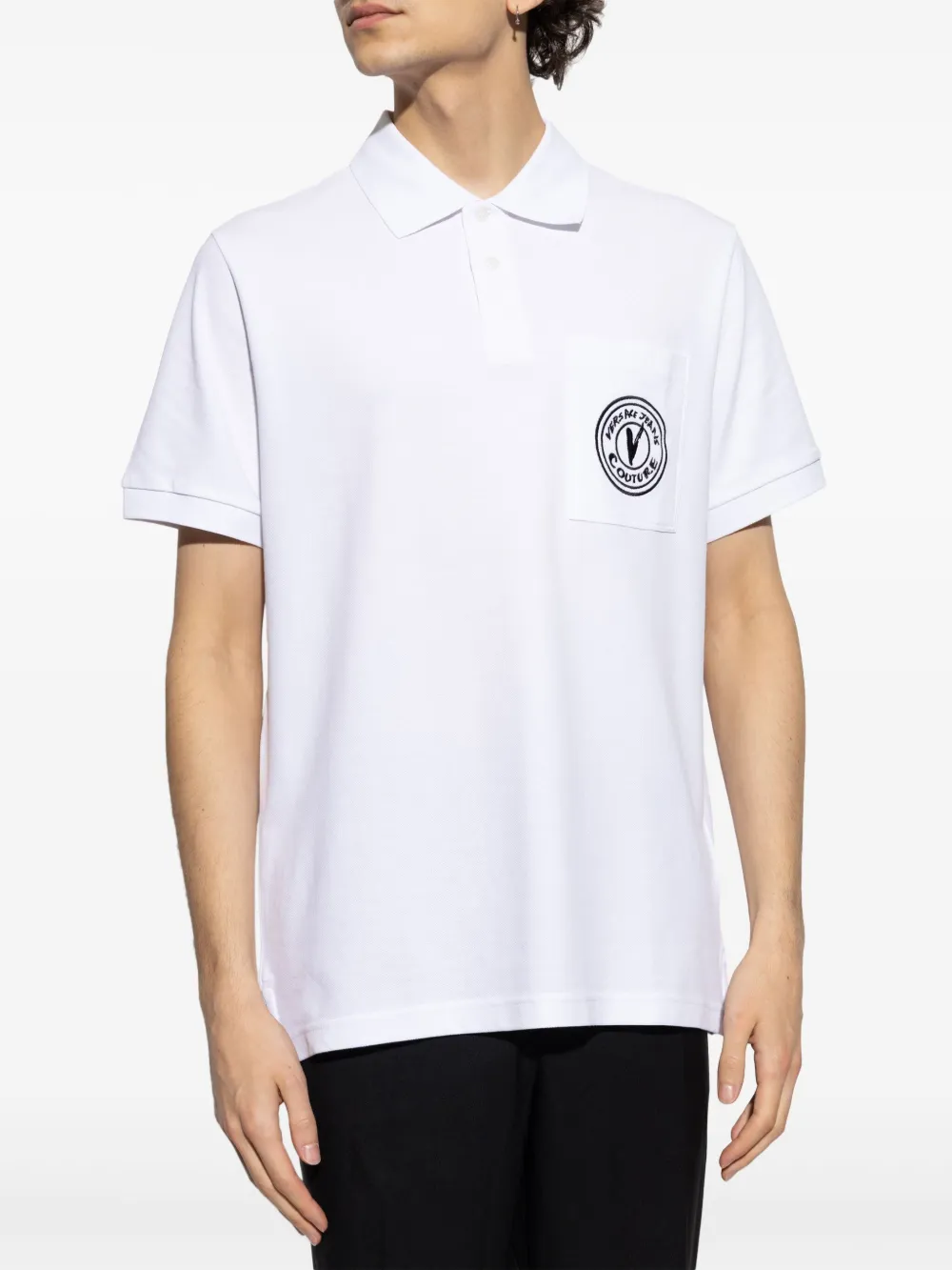 VERSACE JEANS COUTURE LOGO-EMBROIDERED POLO SHIRT