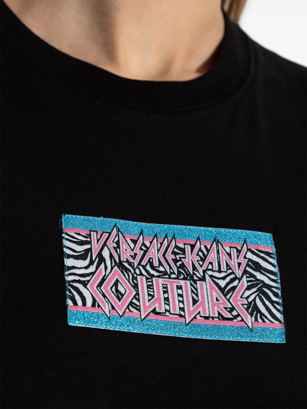 Versace Jeans Couture T-shirt met logopatch Zwart