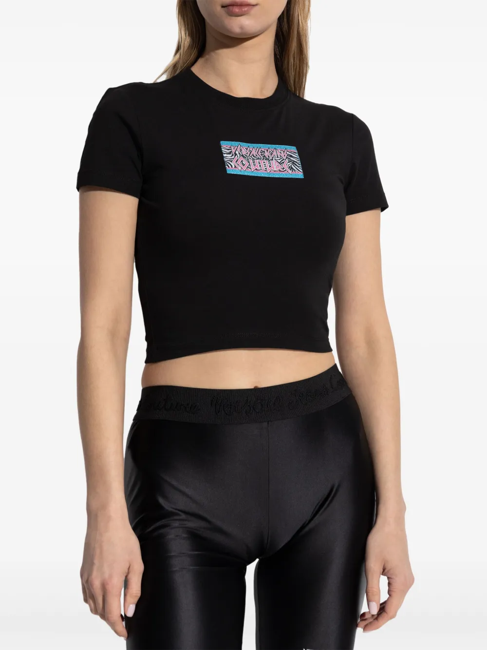 Versace Jeans Couture T-shirt met logopatch Zwart