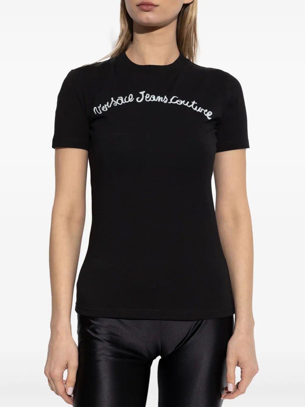 Shop Versace Jeans Couture Logo-print T-shirt In Schwarz