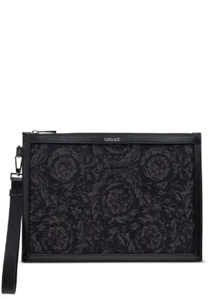 Versace★素敵！Fabric Barocco Jacquard Black Pouch Barocco Jacquard Pouch | VERSACE