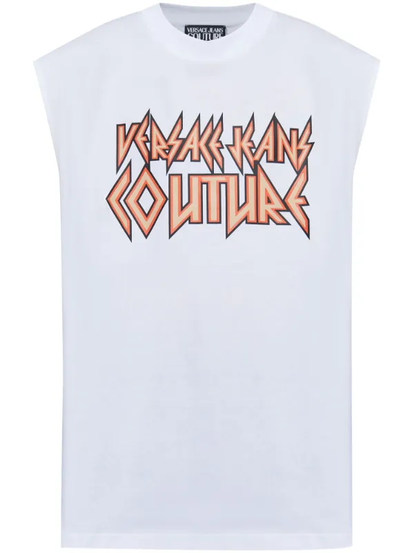 VERSACE JEANS COUTURE  タンクトップ Versace Jeans Couture Printed Cropped Top | Black | FARFETCH
