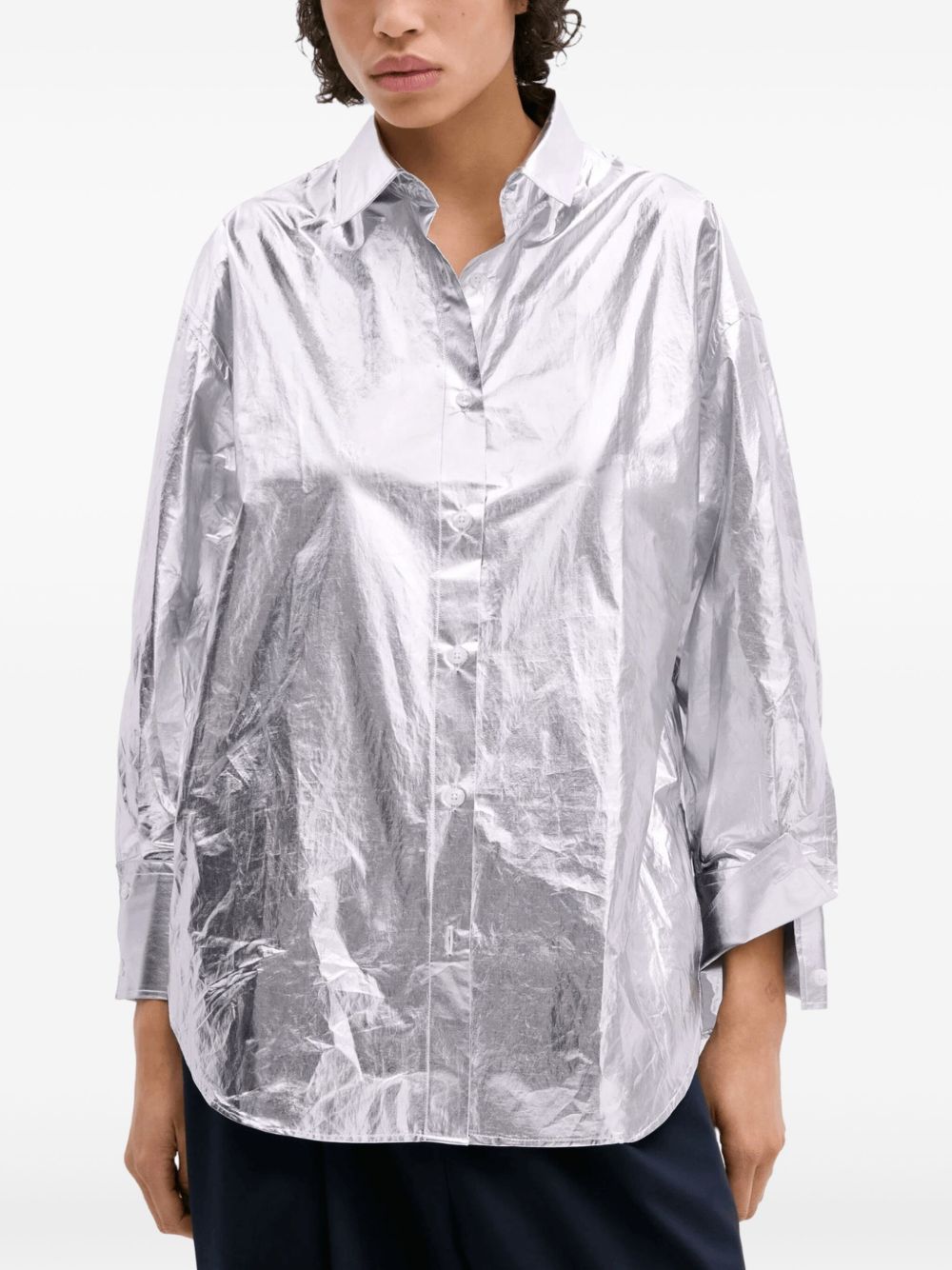 Cordera silver-foil effect shirt - Zilver