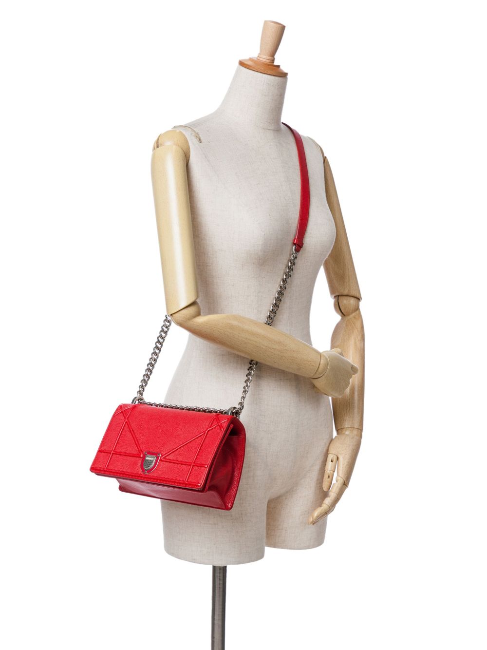 Christian Dior Pre-Owned 2017 Small Grained Leather Diorama Flap crossbody bag - Rood