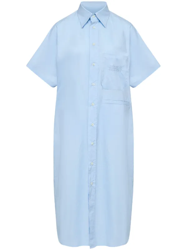 ★MM6 Maison Margiela★ Classic Shirt Dress Blue S52CT0684S5 Mm6 Maison Margiela Ladies Prussian Blue Asymmetric Cotton