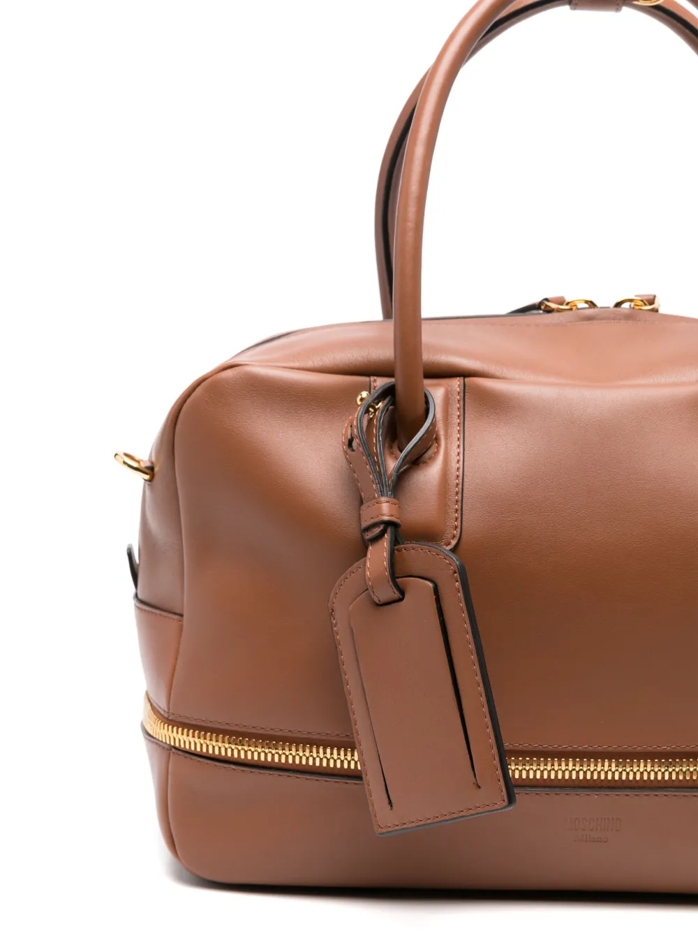 Moschino Leren shopper Bruin