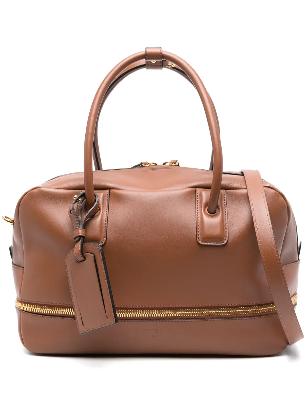 Moschino Leren shopper Bruin