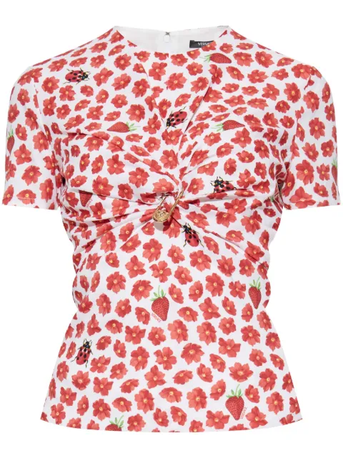 Versace Strawberry Garden gathered top