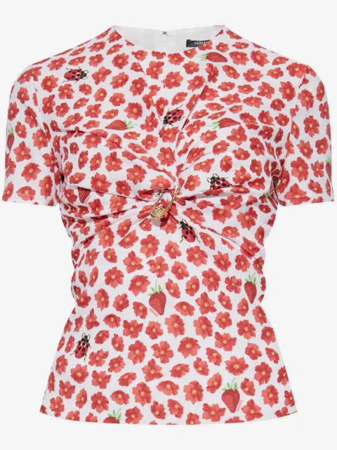 Versace Strawberry Garden gathered top