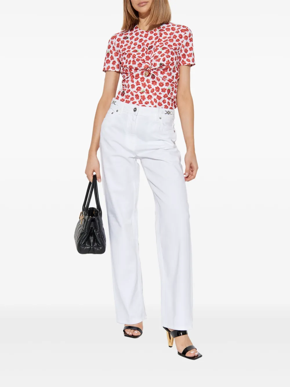 Versace Top met bloemenprint - Rood