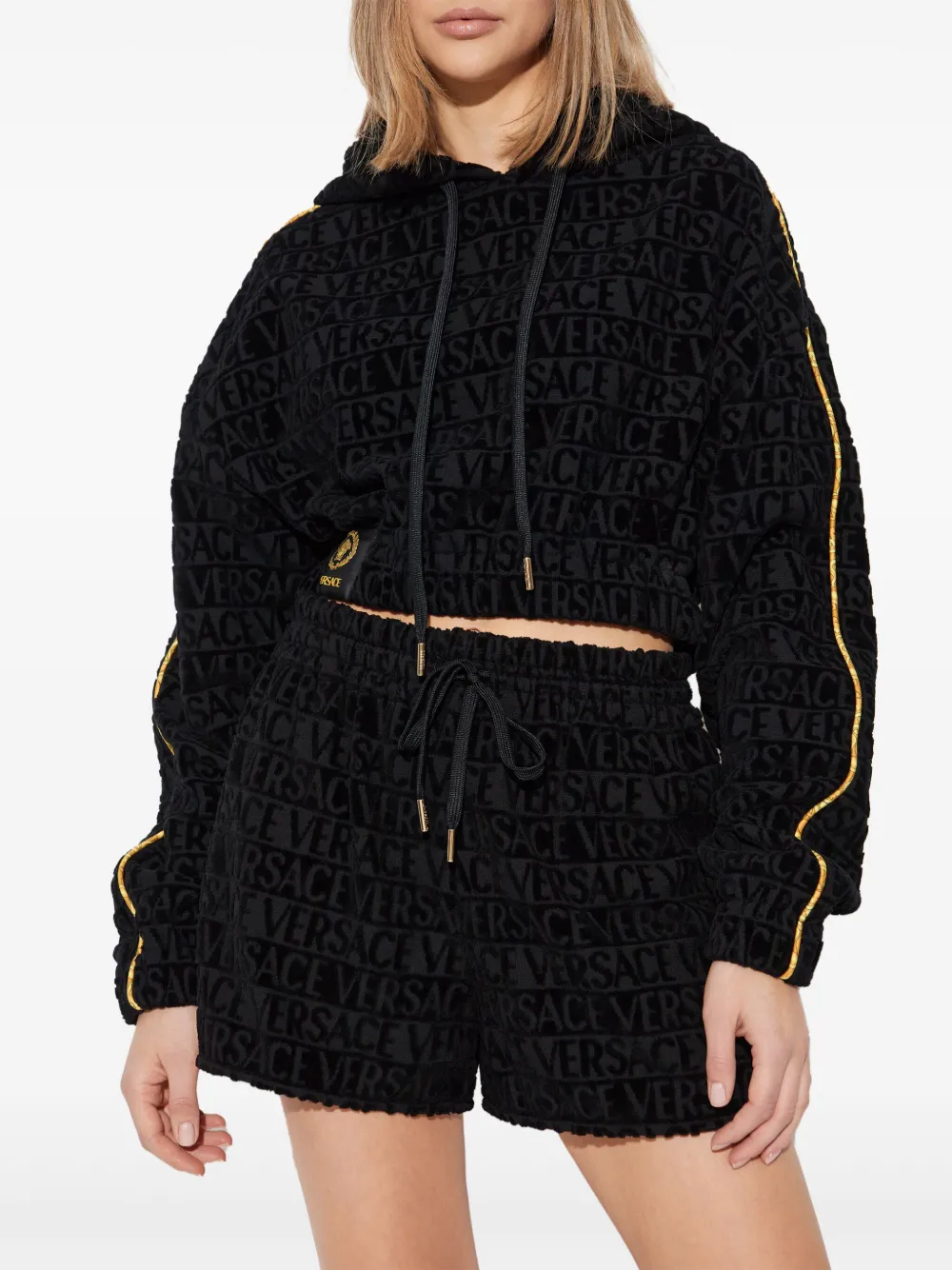 Versace I Love Baroque cropped hoodie Zwart