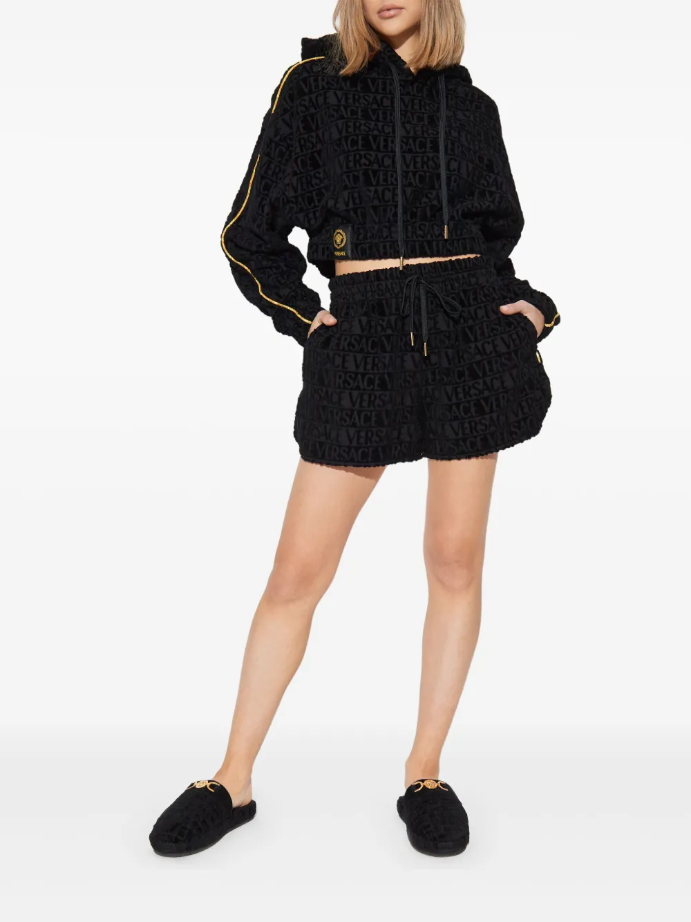 Versace I ♡ Baroque cropped hoodie - Zwart