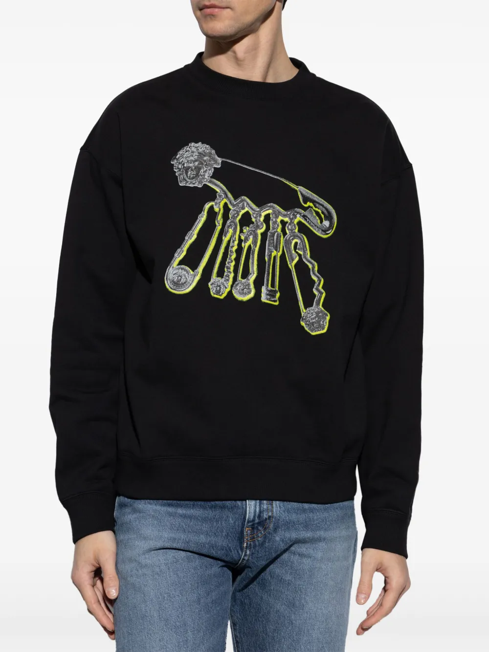 Versace Sweater met veiligheidsspeld Zwart