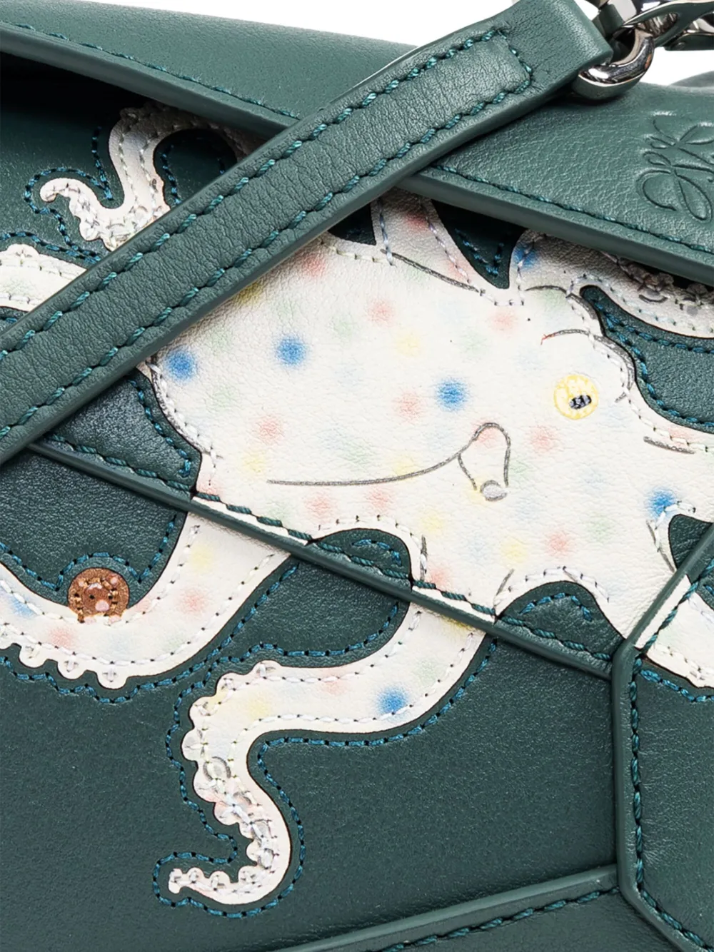 Loewe X Suna Fujita Puzzle Edge Octopus Mini Crossbody Bag In Green