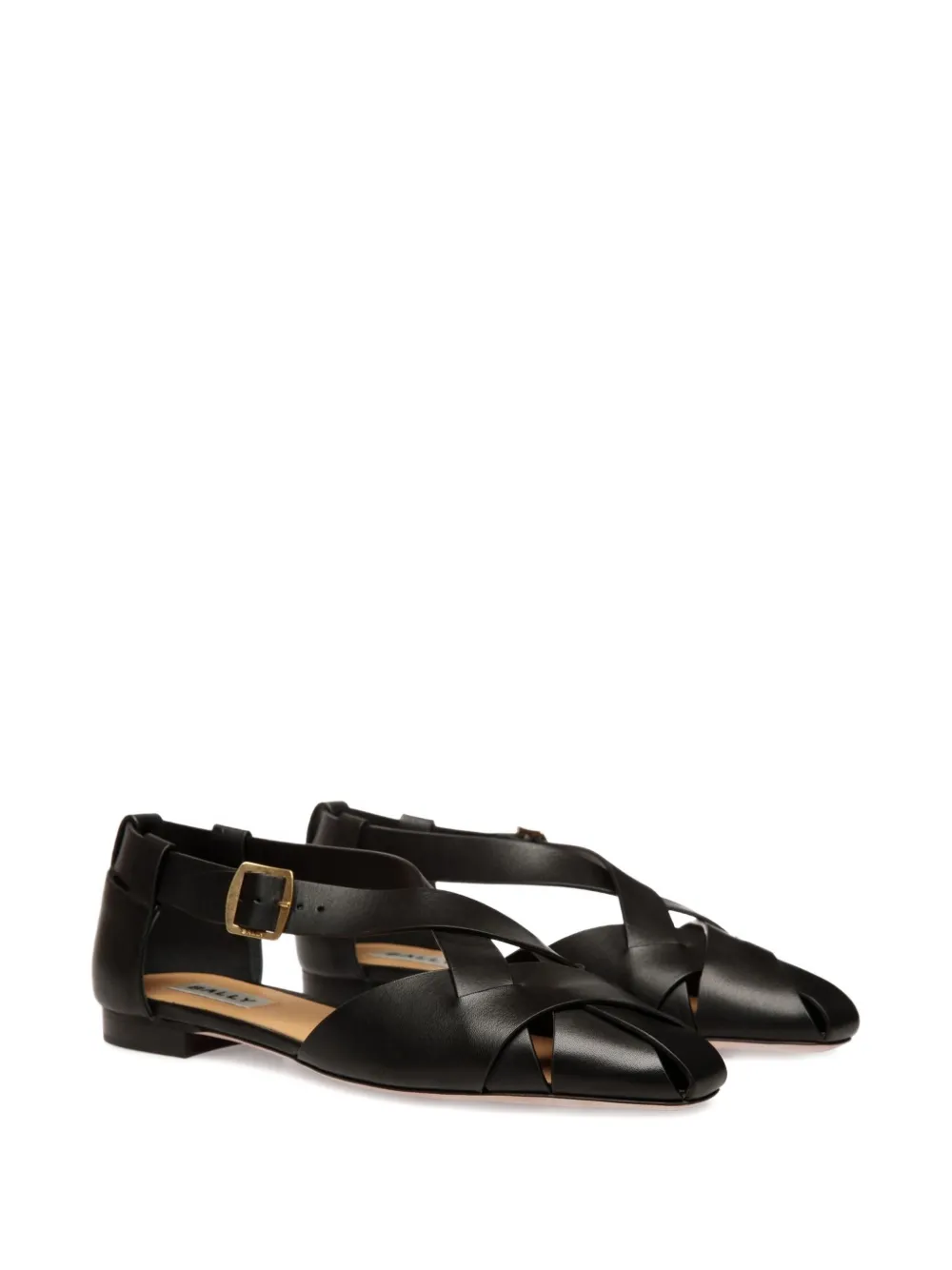 Bally Sylt braided square-toe flat pumps Black
