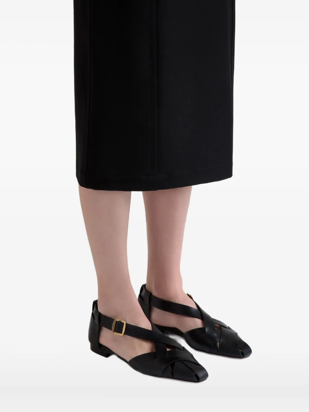 Bally Sylt braided square-toe flat pumps Black