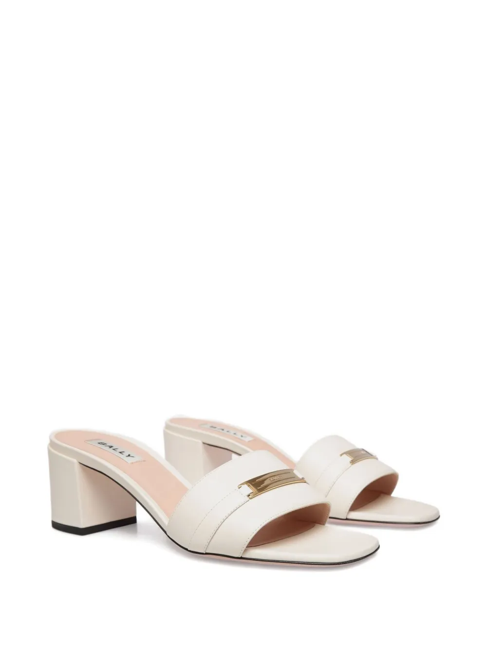 Bally 55mm Deco Plaque-embellished Block-heel Sandals In White