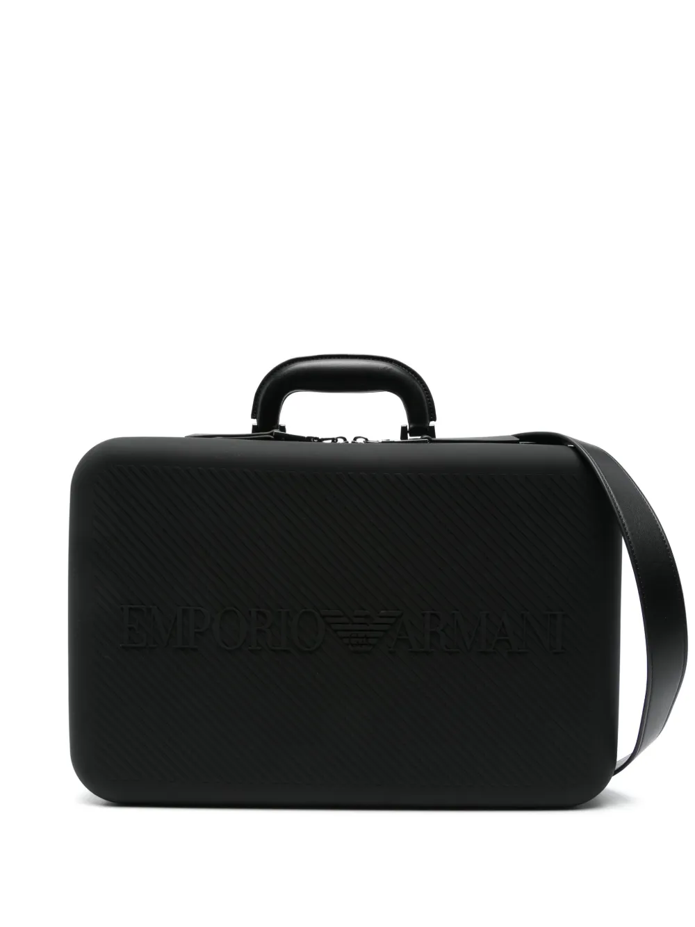 Emporio Armani logo-embossed briefcase – Black Emporio Armani logo-embossed briefcase – Black