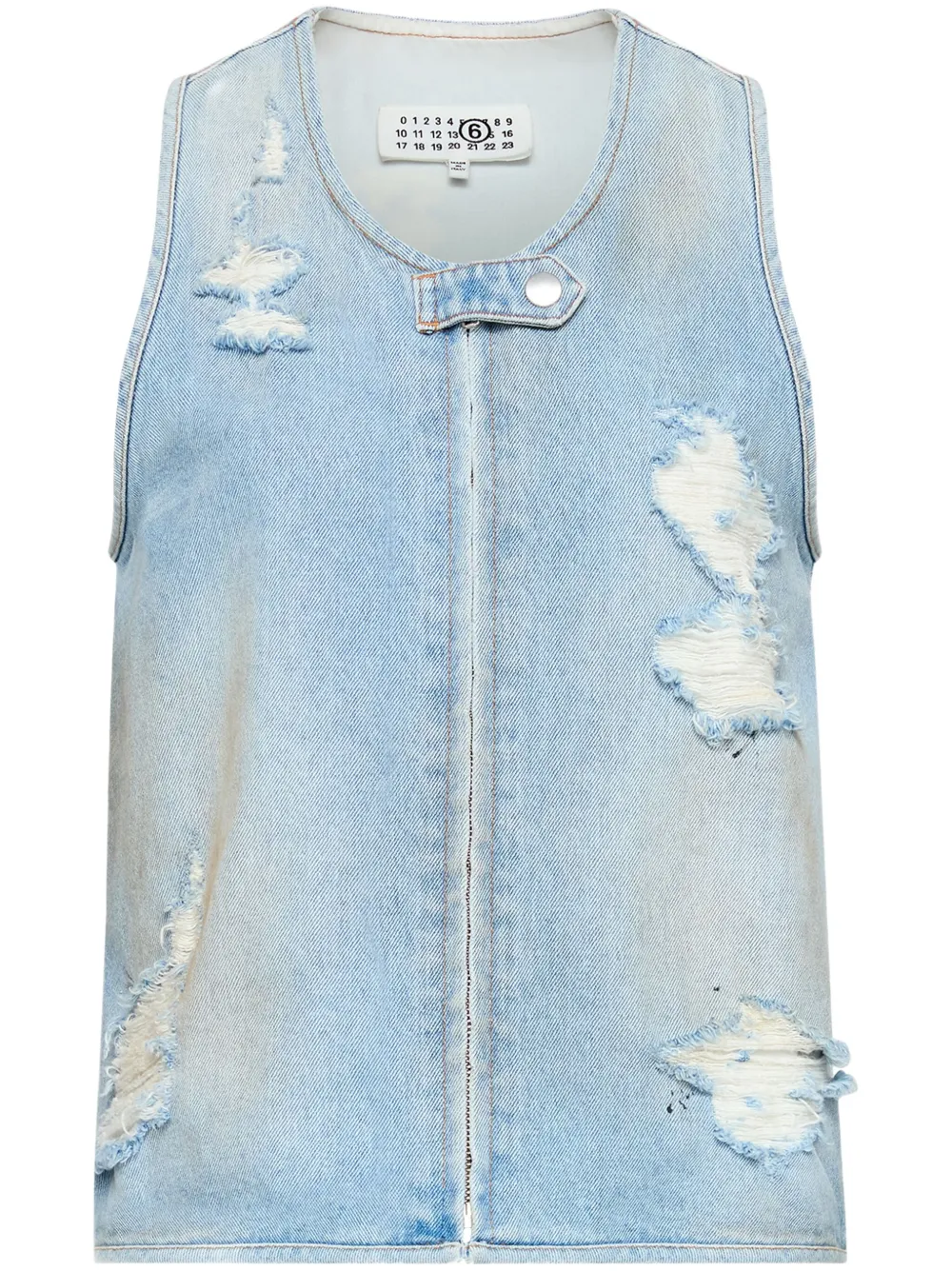 MM6 Maison Margiela Gilet met gerafeld effect Blauw