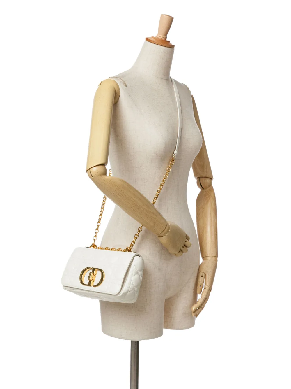 Christian Dior Pre-Owned 2021 Small Calfskin Cannage Caro crossbody bag - Wit