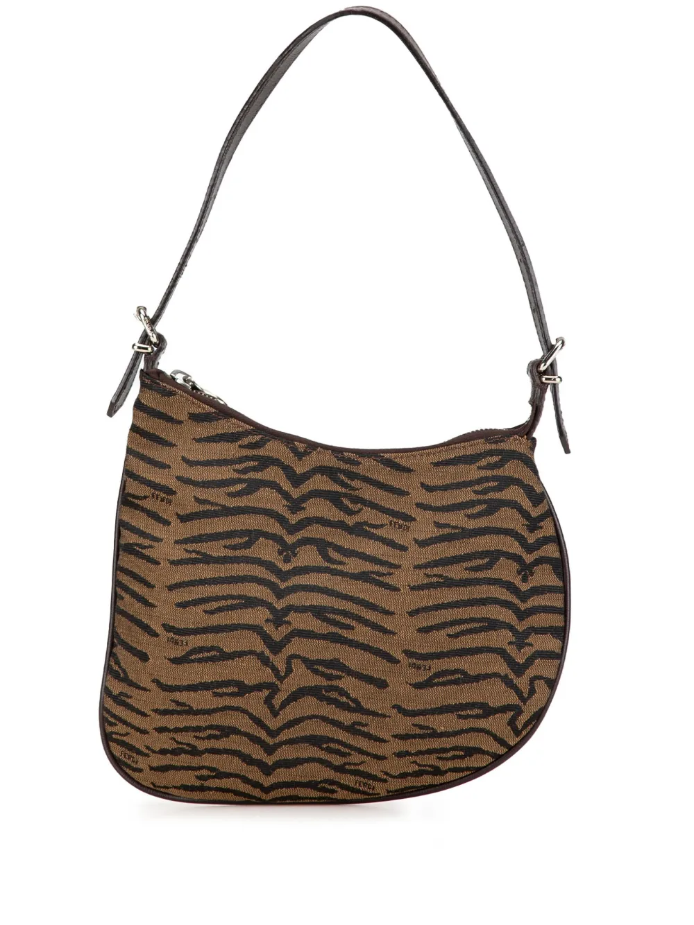 2000-2010 Small Zebra Print Canvas Oyster hobo bag