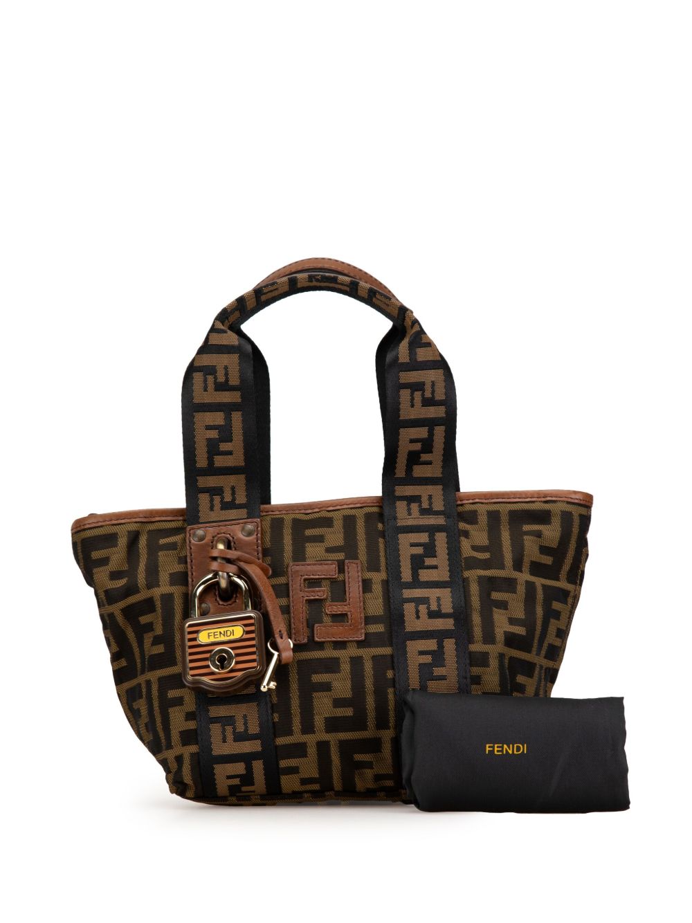 Fendi Pre-Owned 2000-2010 Mini Zucca Canvas Lock handbag - Bruin