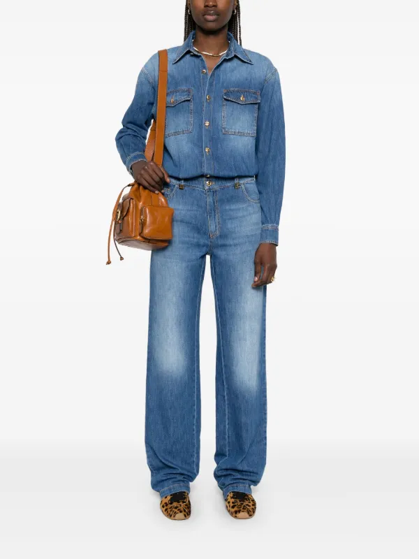 【ELISABETTAFRANCHI】デニム シャツ ジャンプスーツ Elisabetta Franchi デニム ジャンプスーツ | ブルー | FARFETCH JP