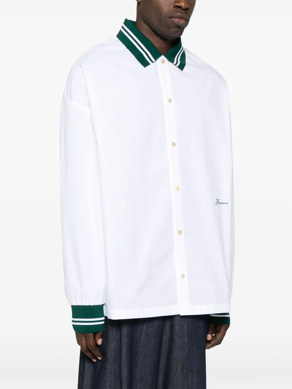Jacquemus La Chemise Baseball White Shirt With Embroidered Logo On The Front In Cotton Man In White