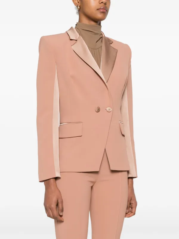 ジャケット ELISABETTA FRANCHI CREPE BLAZER WITH SATIN DETAILS Elisabetta Franchi Crepe Blazer | Neutrals | FARFETCH