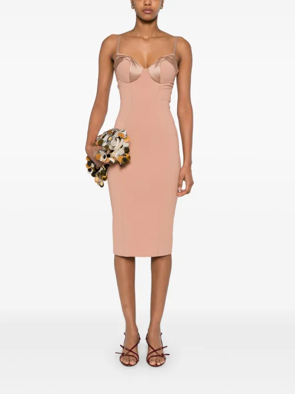 【ELISABETTA FRANCHI】 マクロリボン付きクレープシースドレス 品薄☆【ELISABETTA FRANCHI】マクロリボン付き クレープドレス