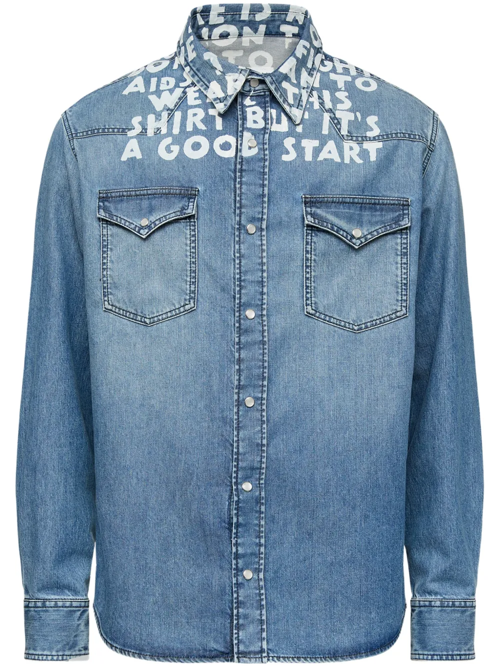 MM6 Maison Margiela プリント デニムシャツ - ブルー MM6 Maison Margiela プリント デニムシャツ - ブルー