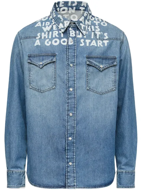 MM6 Maison Margiela slogan-print denim shirt 