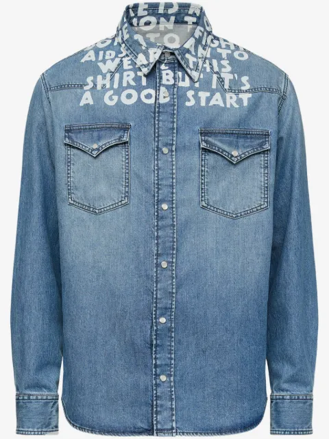 MM6 Maison Margiela slogan-print denim shirt