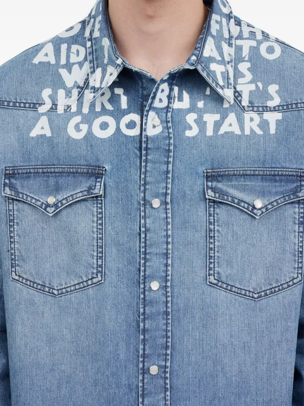 MM6 Maison Margiela プリント デニムシャツ | ブルー | FARFETCH JP