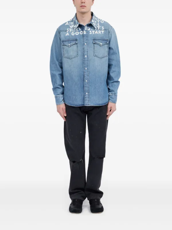MM6 Maison Margiela プリント デニムシャツ | ブルー | FARFETCH JP